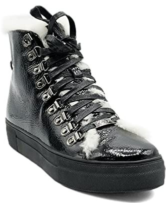 OOG Stivali in pelle di agnello di alta qualità, con design sportivo, imbottiti, morbidi, in vera pelle, Snakers, sneakers in vera pelle, stivali invernali, 9801black, 36 EU