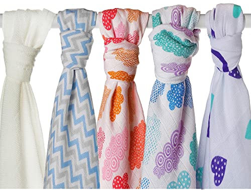 XKKO - BMB Mullwindeln - Bambusviskose - 70x70cm - 3 Stück Farbe Colorful Polka Dots (Bunte Tupfen)