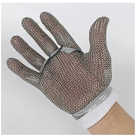 XTTY Guanti Resistenti al Taglio Guanti Anti-Taglio in Acciaio Inox, Guanti da Cucina a Cerniera di Sicurezza Alimentare for Taglio di Carne in macelli (Size : M/A Pack of One)