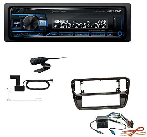 Alpine UTE-204DAB 1 DIN Autoradio DAB+ Bluetooth USB AUX-IN passend für Volkswagen VW Up Baujahr 2011 bis 2016 Piano Black