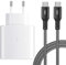 Cargador Rápido USB C de 45 W Cargador Súper Rápido con Cable de Nailon USB C 2 m 100 W para Samsung Galaxy S25/S24/S23/S22/S21 Ultra/S20 FE/Z Fold 6/Note 20/ Note 10+/A55/Tab S10+ S9 S8 S7 Ultra
