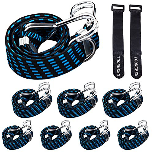 Bungee-Seile mit Haken, strapazierfähig, 8 Stück, hochwertige elastische Gepäckspanngurte, geeignet für Fahrräder, Camping, Auto, Dachgepäckträger, Planenbefestigungen (58 cm, blau)
