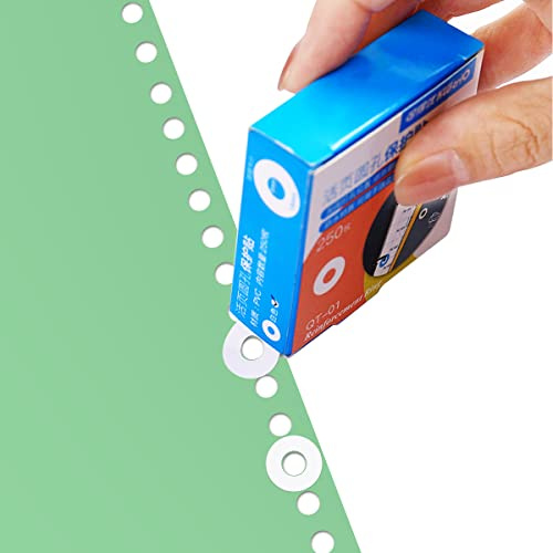 Paquete de 500 etiquetas adhesivas de refuerzo de agujeros de papel de hojas sueltas, impermeables, autoadhesivas, refuerzos de página, calcomanías para oficina, escuela, hogar