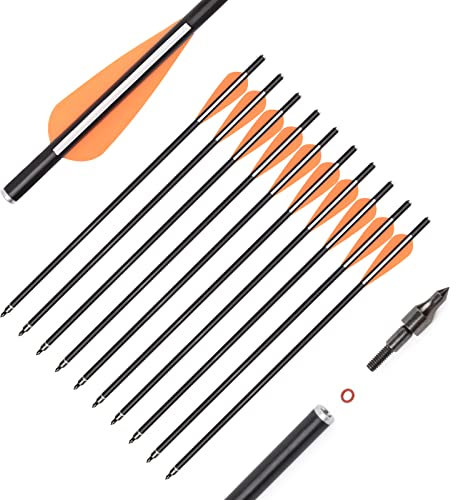 12 Stück Armbrustbolzen Armbrust Pfeile 16 Zoll Archery Fiberglass Bolzen mit 3 Zoll Flügel ersetzt Pfeilspitzen für Armbrust Jagd