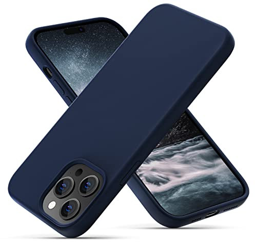 OitiYaa Silicone Case Compatible with iPhone 14 Pro Max Case 6.7 Inch, Soft Ultra Slim Protective Shockproof Liquid Silicone Phone Case with Anti-Scratch Microfiber Lining,Navy Blue