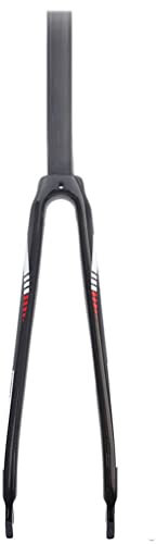 HSQMA 700C Road Bike Rigid Fork Carbon Fiber C/V Brake Bicycle Front Fork 1-1/8'' Straight Threadless Quick Release (Color : Red 700C)