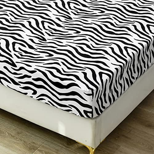 Odot Mikrofaser Spannbettlaken, Drucken Spannbetttücher bis 27cm, Superweiches Spannbetttuch Bettlaken für Einzelbett Doppelbett, für Boxspringbetten (Zebra Muster,120x200x27cm)