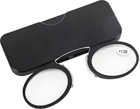 GERUI Lesebrille 2.0 Dioptrien Damen Herren Monokel Lesehilfe Mini Nasenclip Randlose Lesebrille (Schwarz, 2, diopters)