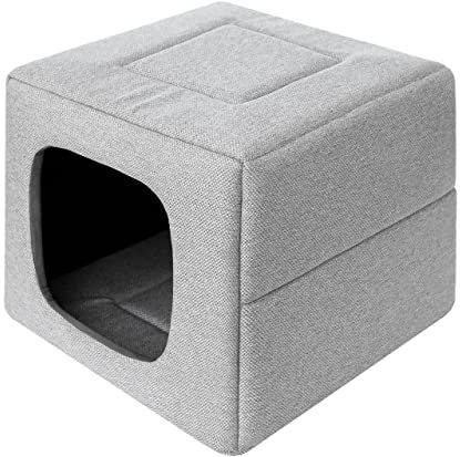 Hundehöhle Hundebett Katzenbett Hundehütte Haustierbett Hundehaus Hundeliegen Hundesofa Korb Sofa Schlafplatz, Größe 3: 50x50x40/20 cm, Asche