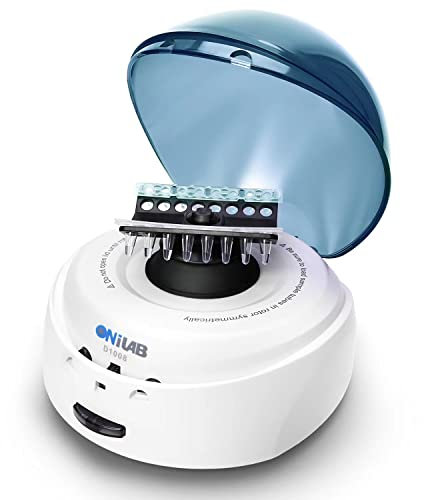 ONiLAB microcentrifugeuse Palm de 7000 tr/min, mini centrifugeuse à faible bruit, 2 rotors pour 8 x 0,2/0,5/1,5/2,0 ml et 0,2 ml x 32 bandes PCR ou 0,2 ml x 4 PCR 8 bandes, Uniquement pour Microtubes
