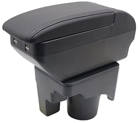 Double Layer Armrest Box For Golf 6 Mk6 2008-2013 Jetta Mk5 2006-2011 Vento Wagon 2009 2010 Center Console Storage Box with Cup Holder Armrest Accessories Black