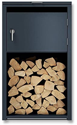 Metzler Brennholzregal, Kaminholzregal, Kaminholzhalter, Holzregal - Einzelbox - massiv & rostfrei - RAL7016 Anthrazit matt