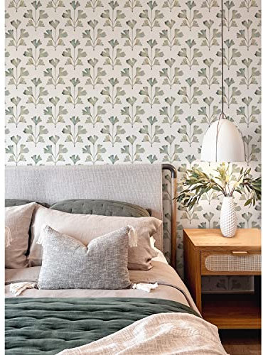 Papier Peint auto-adhésif - Feuilles de Ginkgo - Jade