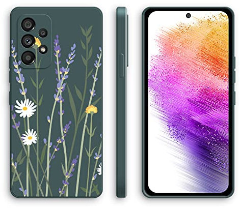 XINYEXIN Silikon Hülle für Samsung Galaxy A52 / A52 5G / A52s 5G mit Süßes Muster Ultra Dünn Gerade Kante Weiches Silikon Handyhülle Stoßfest Schutzhülle - Lavender, Green
