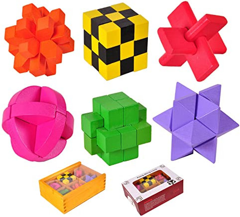 Knobelspiele Holz, 3D Knobelspiele für Erwachsene, Geschicklichkeitsspiele Erwachsene, Geduldsspiel für Erwachsene, Logikspiele für Erwachsene, Spielzeug Geschenk Set für Erwachsene & Kinder
