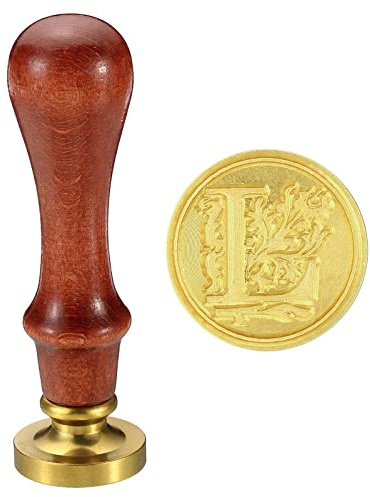 PATIKIL Buchstabe L Wachs Siegel Stempel Initiale Buchstabe Siegel Wachs Stempel Klassisch Retro Abnehmbarer Messingkopf Holz Handgriff für Umschlag Einladungskarten Stil 2
