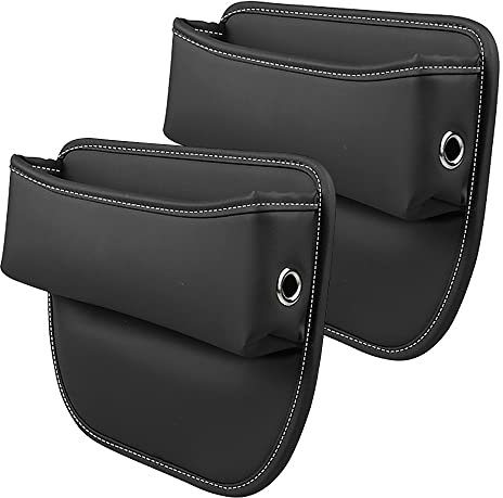 SKJJL 2 PCS Autositz Gap Aufbewahrungsbox, Multifunktionale Aufbewahrungsbox für Autositze, Universal Autositz Seitentaschen Organizer, PU Autositz Konsole Organizer für Handys, Karten, Schlüssel