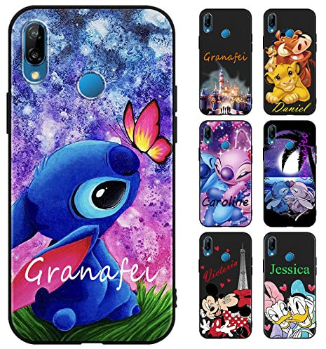 Personalisierte Handyhülle für Huawei P20 Lite Hülle 5,84,Anime Stitch Motiv Personalisiert Benutzerdefinierte Name Text Individuelle Case Weiche TPU Kratzfest Stoßfest Silikon Custom Schutzhülle