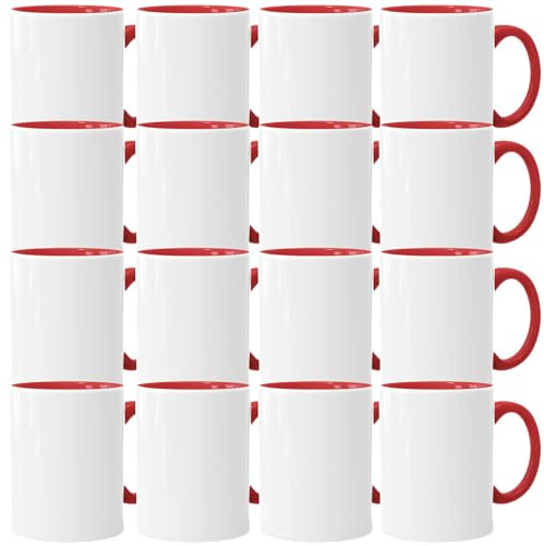 Acen Merchandise Tazze a sublimazione senza stampa AAA | Singole o in set | Tazze fotografiche per stampa a sublimazione | Tazze vuote per stampa a calore a sublimazione (36 pezzi, rosse)