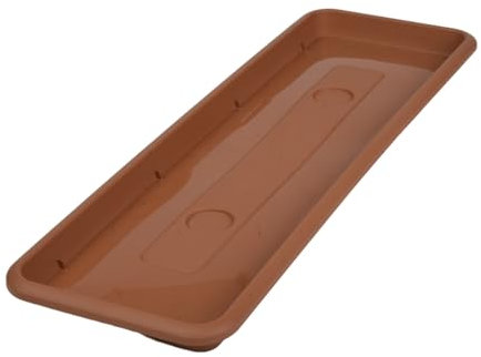B2C Pot Rectangle Drip Trays Indoor Outdoor Plant Saucer Plastic Tray Saucers (46.7cm x 15.5cm, Terracotta)