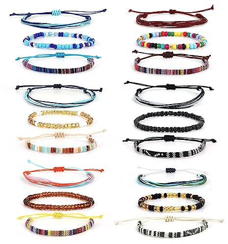 18pcs Bracelet de Surfeur Femme, Bohème Tressé Coloré Fait à la Main, Plage et Cheville, Unisexe pour Femmes Hommes