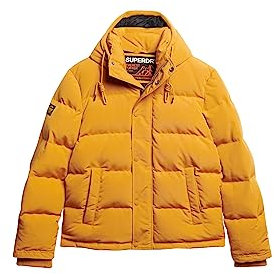 Superdry Herren Everest Short Hooded Puffer Jacke, Senf, Small