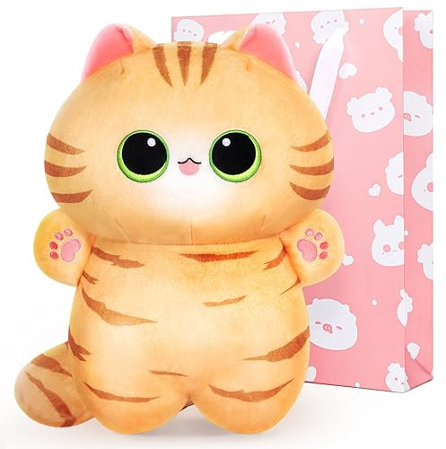 Mewaii Peluche Gato 45CM Almohada de Peluche Adorable Suave y Cómoda para Abrazar Cojines de Peluche Animal Abrazando Almohada Juguetes Regalo para Niños