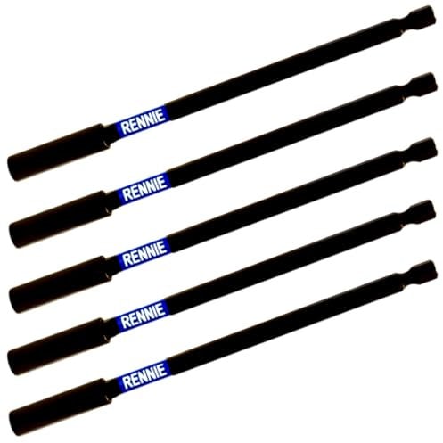 Rennie Tools - 5 Pack x 152mm Long Impact Duty Screwdriver Drill Magnetic Bit Holder Fits Milwaukee Dewalt Bosch Milwaukee WERA etc. Impact Drill Hex Extension Bar/Tool Holders/Adapter
