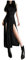 Dunkle Gothic-Kleider mit Kapuze, aushöhlen, Midi-Kleid, Damen, sexy, Geteilte Seite, solide Streetwear M