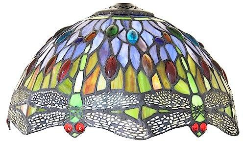 BOTOWI Tiffany Lampenschirm 12 breites Zubehör Ersatz nur Libellen-Stil Buntglas-Lampenschirm, rot grün blau gelb orange Lichtabdeckung für Tischlampe Pendelleuchte Deckenleuchte,X8