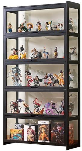 JSWHYBD Curio Vitrine Mit Acrylglastür Vitrine Im Wohnzimmer 3-5-stufige Vitrine, Vitrinen Aus Natürlichem Bambus Für Sammlerstücke Aufbewahrungsschrank Mit Hoher Kapazität