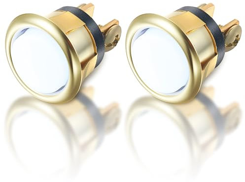 Dreyoo 2 Pack Lighted Doorbell Button Replacement, Easy to Install Wired Doorbell Button Push Door Bell Ringer Kit Round Rim with Lighted Center, White Light (Gold)