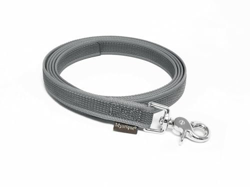 Mystique® Gummierte Leine 20mm ohne Handschlaufe Scherenkarabinerhaken grau 2m