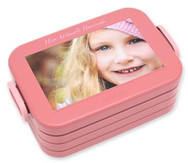 MEPAL Brotdose für Kinder – 900ml – Lunchbox mit Fächern, auslaufsicher – Brotdose mit Foto personalisierbar – robust, BPA-frei – Bento Box pink – ideal für Schule, Kindergarten – 18,5 x 12 x 6,5cm …