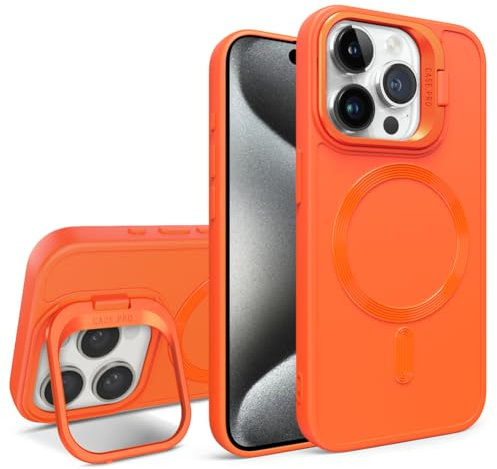 IMEIKONST Magnetic for iPhone 14 Pro Phone Case with Wireless Charging, Camera Protector Matte Feel Lightweight Shell Shockproof Ultra Slim Thin Design Cover for iPhone 14 Pro. Orange DJT