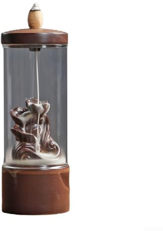 DAZZLEEX Brûleur d'encens créatif en verre à refoulement coupe-vent - Décoration créative - Marron (2)