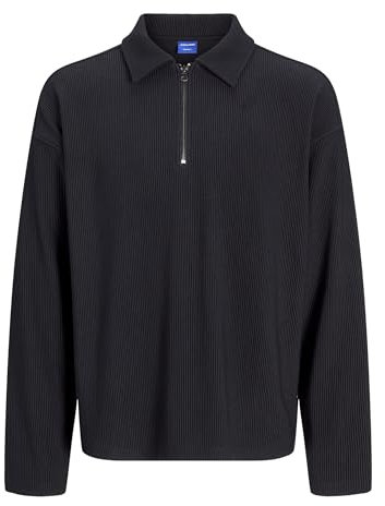 JACK & JONES JORRICK Plisse Sweat Zip Split Polo LN