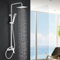 IMEX - Columna Ducha Blanca con Grifo | Kit de Ducha con Alcachofa y Rociador Antical | Griferia en Latón y Acero Inox S.304 con Barra Extensible | Serie Art