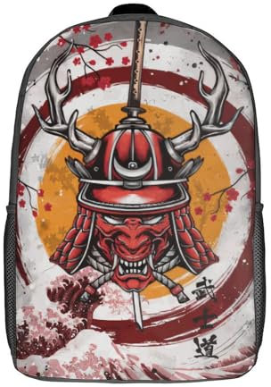 XJmoney Samurai-Krieger-Rucksäcke für Kinder, 3D-gedruckte Rucksäcke, Grund- und Mittelschüler-Rucksäcke für Jungen und Mädchen, 43,2 cm
