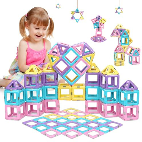 Dcsioike Magnetic Tiles Building Blocks Toys Gifts for 3 4 5 6 7+ Year Old Boys Girls, Kids Learning Development Construction Set, Christmas Birthday Gift Age 3-8 Toddlers, 36 pcs Set (Multicolored)