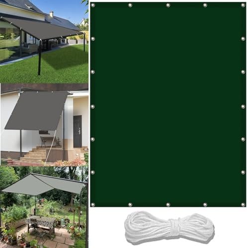 Pergola Canopy 3 x 3.6 m(9.8 x 11.8ft) Waterproof Patio Sail Pergola with Free Rope UV Block Weather-Resistant with Grommets Pes Sunshade for Yard Backyard Lawn Plant, Dark Green