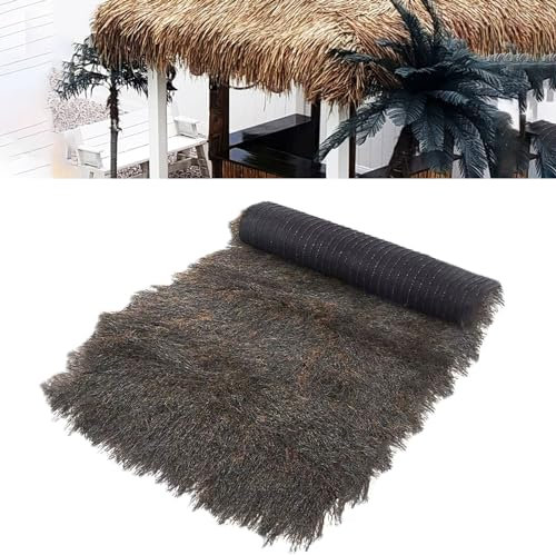 Copertura In Erba Artificiale Di Paglia, Palma Sintetica Ignifuga, Rotolo Di Paglia Messicana Per Tetto, Utilizzato Per Tiki Bar Hut Beach, Decorazione P(Size:0.5*1m(1.64*3.3ft),Color:grigio)