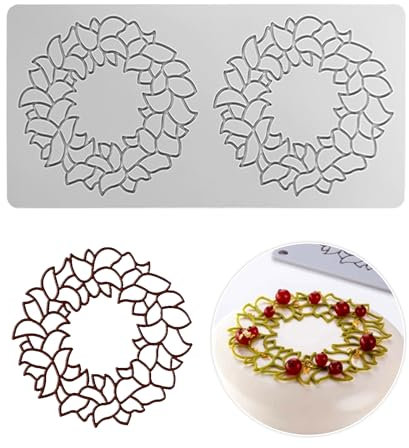 Rongxze Molde de Encaje de Pastel, Alfombrilla Encaje Fondant Molde Silicona, Molde de Encaje Azúcar para Decoración de Platos, Decoración Pasteles, Postres y Pasteles, Patrón de Hoja
