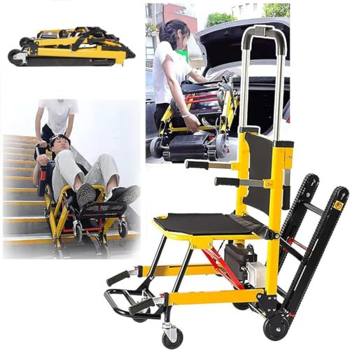 HZWJD Handkarren-Treppensteiger Elektrisch,Elektrischer Raupen-Treppensteiger,Manueller Treppensteiger-Rollstuhl Für Ältere Patienten,Belastung 160 Kg yellow