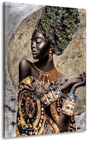 ARTEDinoi Kunstwelten24 Leinwandbild Wandbild afrikanische Frau African Beauty Afrika XL Kunstdruck Größe 40x60x2cm