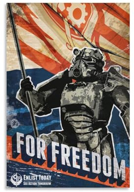 Poster Brotherhood of Steel Gamer Propaganda Fallout, 30 x 45 cm, Leinwandbild für Wohnzimmer-Dekor