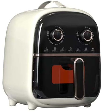 GYLFZDQ Friggitrice ad Aria Manuale Friggitrice ad Aria con Cottura visiva da 6 Litri Circolazione Rapida dell'Aria Timer da 60 Minuti Padella Antiaderente Temperatura Regolabile A