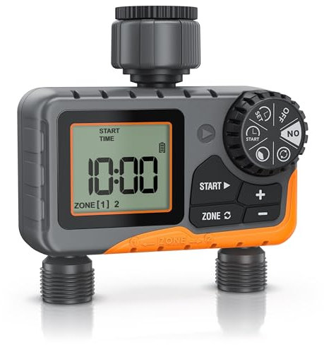 Brandson Programmateur D'arrosage Automatique 2 Voies, Contrôleur d'Irrigation, Système d'Irrigation Manuel, Minuterie D'arrosage, Minuteur d'Irrigation, Retard de Pluie, pelouse Jardin IP54