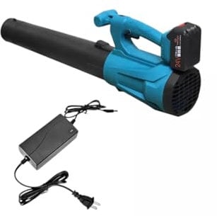 Soffiatore a 2 batterie da 24v, 6 Velocità,Aria Max Regolabile 400 km/h, 20000 RPM, Soffiatore Elettrico per Foglie Ugelli a 2 Sezioni, per Giardino