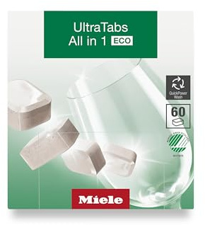Miele UltraTabs All-in-One Dishwasher Detergent Tabs ECO, Compatible with All Dishwashers, 60 Tabs